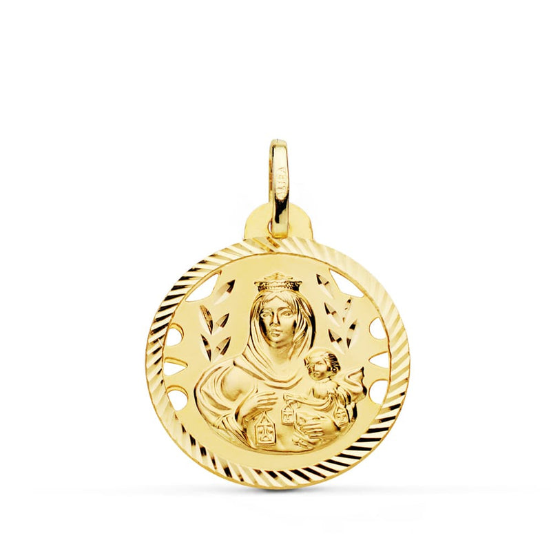 Médaille Virgen Del Carmen 18K Hélice ajourée 22 mm