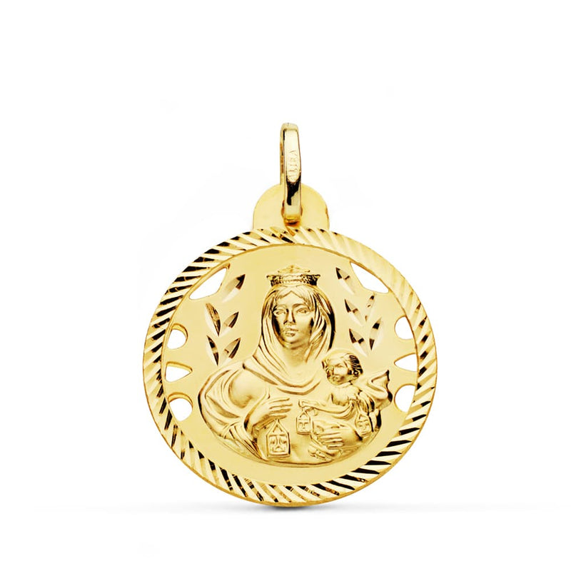 Médaille Virgen Del Carmen 18K Hélice ajourée 24 mm