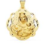 18K Virgen Del Carmen Medal Openwork Tambourine 42 mm