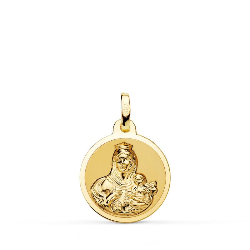 18K Virgin of Carmen Medal Shine 16mm