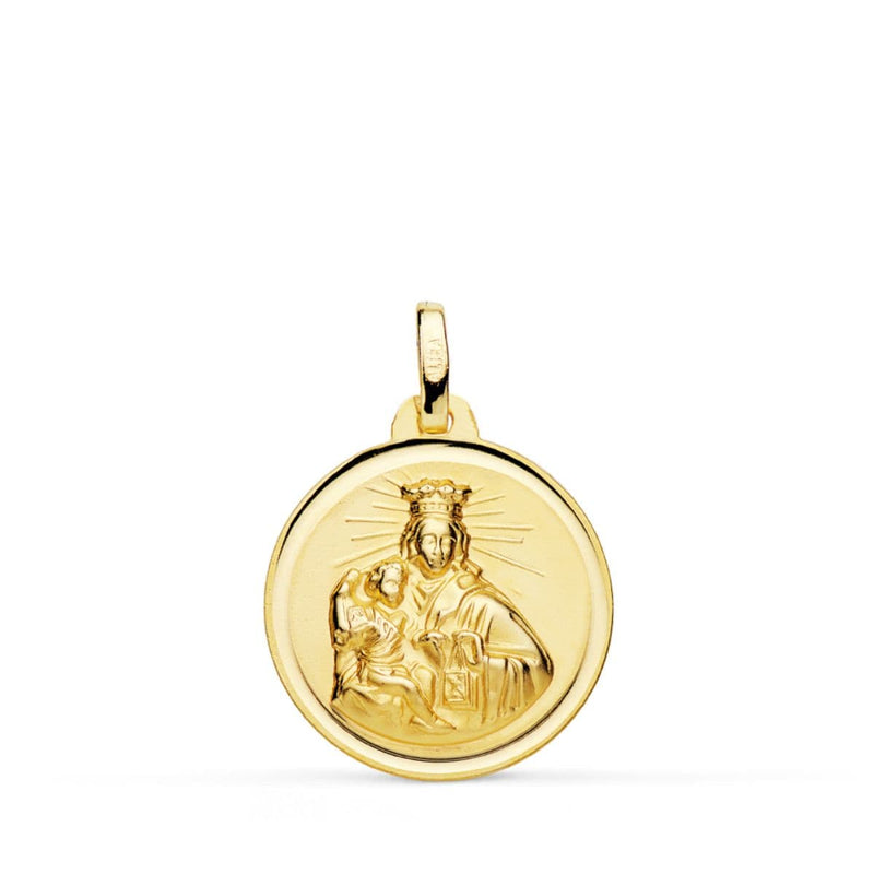 Médaille Vierge Del Carmen Sculptée 18K 28 mm