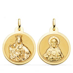 18K Yellow Gold Scapular Virgin of Carmen and Heart of Jesus in Shine 24 mm