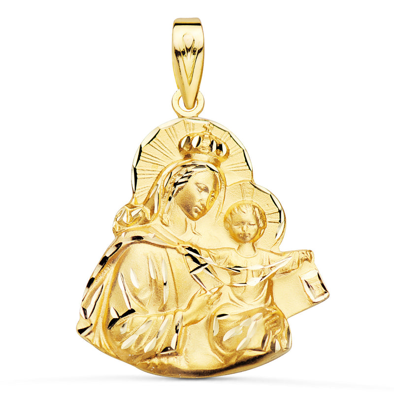 18K Virgen Del Carmen Medal Carved Silhouette 25x23 mm