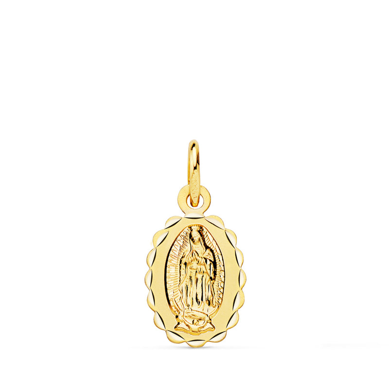 18K Medalla Virgen De Guadalupe Oval Talla Clasica 12 x 9 mm