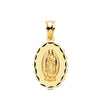 18K Medalla Virgen De Guadalupe Talla Clasica Oval 21x15 mm