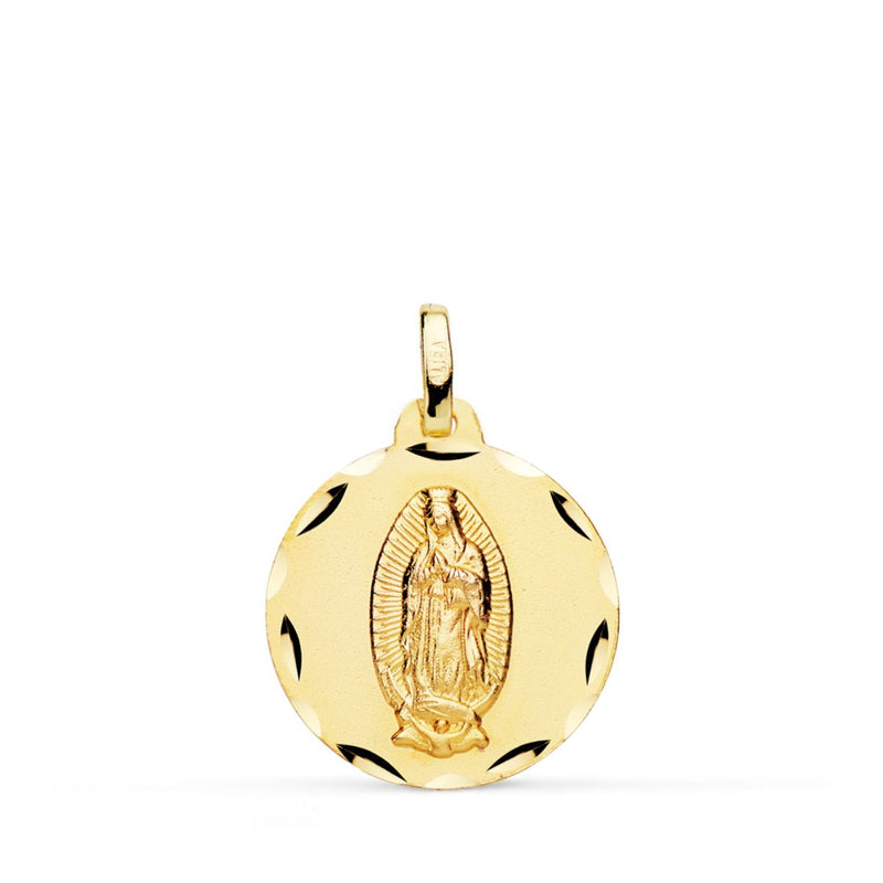 Médaille Vierge de Guadalupe sculptée 18K 18 mm