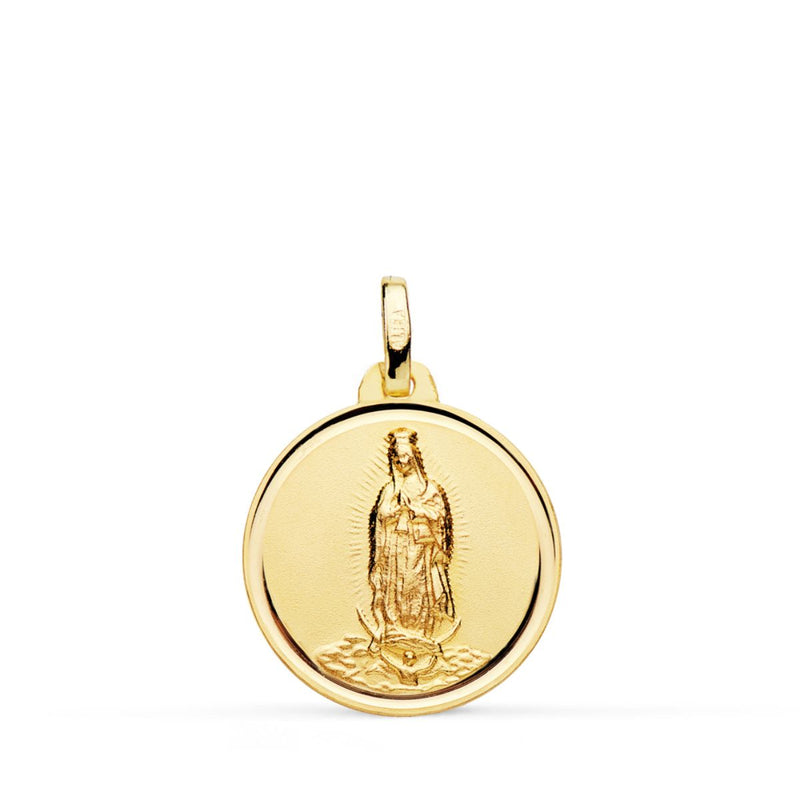 18K Medalla Virgen De Guadalupe Bisel 18 mm