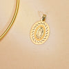 18K Yellow Gold Medal Virgin Guadalupe Openwork and Carved Border. 34 x 22 mm