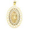 18K Yellow Gold Medal Virgin of Guadalupe Oval 50x35 mm Heart Frame