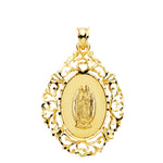 18K Yellow Gold Medal Virgin of Guadalupe Cerco 36x26 mm