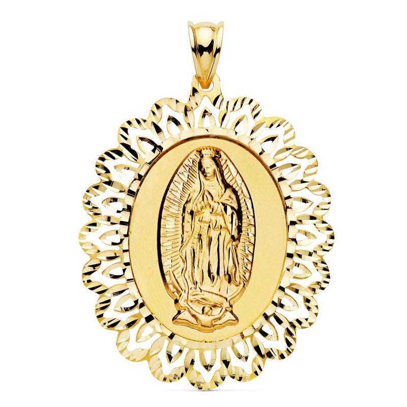 18K Medalla Virgen De Guadalupe Cerco 42x34 mm