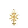 18K Yellow Gold Huguenotte Cross with Dove. 23x15mm