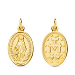 18K Medalla Virgen Milagrosa Oval 25 x 20 mm