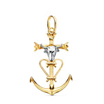 18K Bicolor Gold Camargue Cross With Bull's Head. 32x20mm