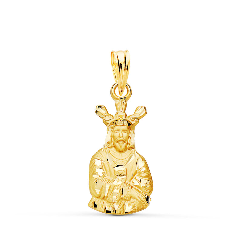 18K Yellow Gold Medal Captive Christ Silhouette 18x10 mm