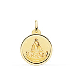 18K Yellow Gold Virgin Charity Medal of Copper Balsa 20 mm