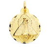 18K Yellow Gold Virgin Charity Medal of Copper Carved 28 mm