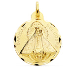 18K Yellow Gold Virgin Charity Medal of Copper Carved 28 mm