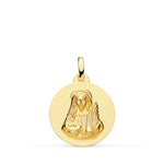 18K Medalla Oro Amarillo Santa Lucia Matizada Lisa 18 mm