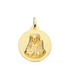 18K Medalla Oro Amarillo Santa Lucia Lisa Matizada 22 mm