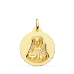 18K Yellow Gold Saint Lucia Medal Smooth Matted 22 mm