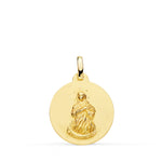 18K Medalla Oro Amarillo Virgen Inmaculada Matizada Lisa 18 mm
