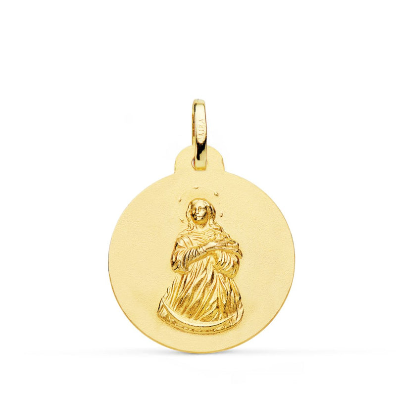 18K Smooth Matt Virgin Mary Medal 22 mm