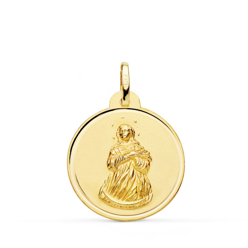 18K Medalla Virgen Inmaculada Bisel 22 mm