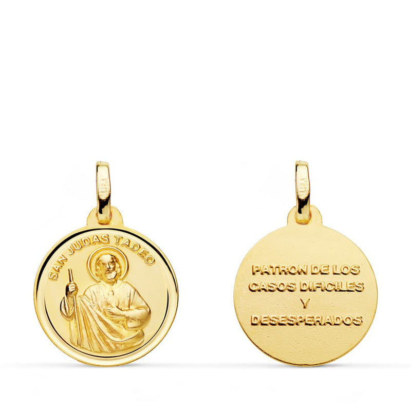 Lunette de la médaille San Judas Tadeo 18 carats, taille 16 mm