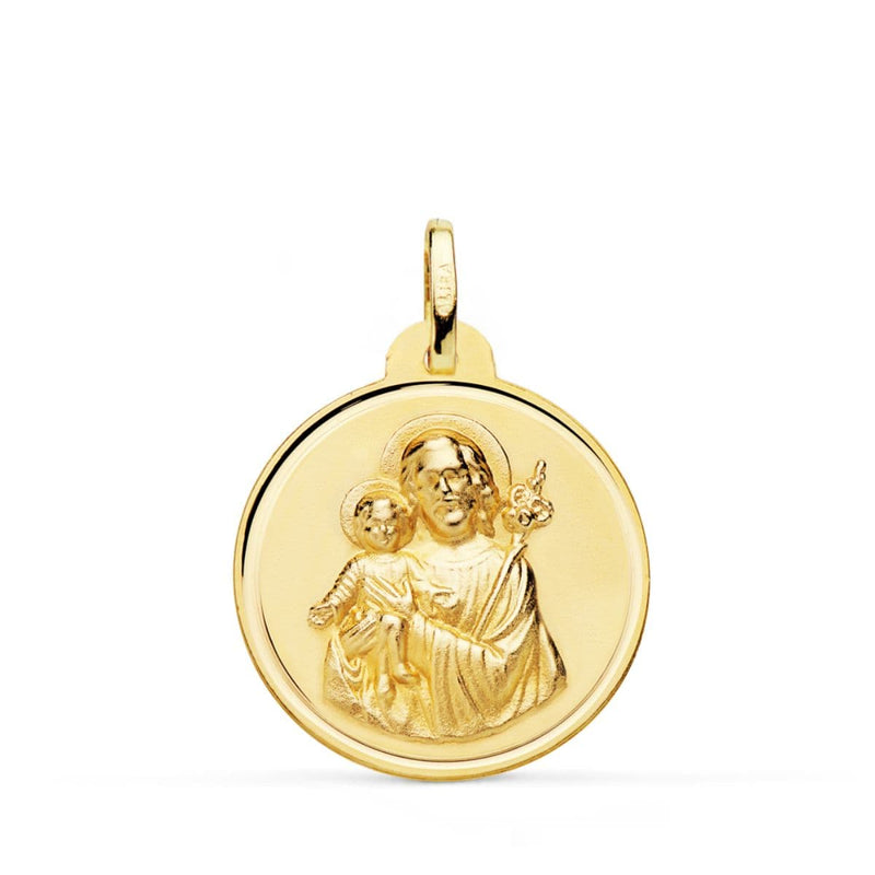 Lunette Médaille Saint Joseph 18K 24 mm