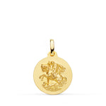 18K Yellow Gold Saint George Medal Smooth Matted 16 mm