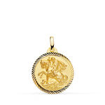 Médaille Saint Georges Or Jaune 18 Carats Bord Hélix 18 mm