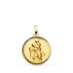 18K Medalla Oro Amarillo San Cristobal Borde Helice 18 mm