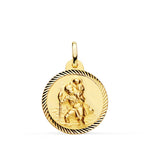 Médaille Saint Christophe Or Jaune 18 Carats Bord Hélix 20 mm