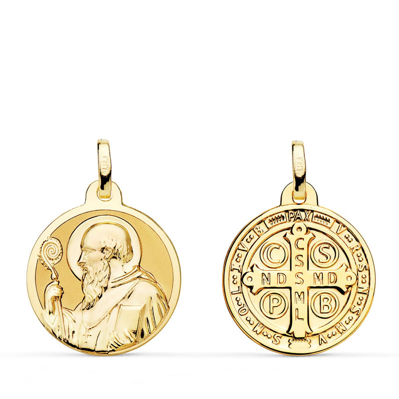 Médaille Moine Saint Benoît Brillante 18K 18 mm