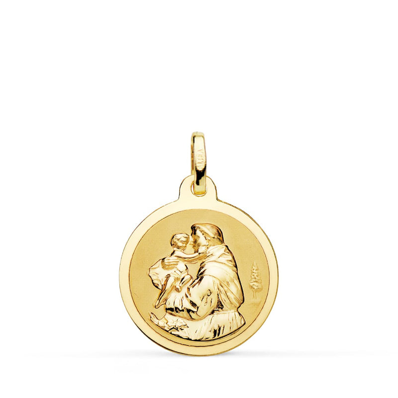 Médaille Saint Antoine Shine en Or Jaune 18 Carats 18 mm