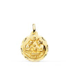 18K Yellow Gold New Baptism Medal Carved 18 mm
