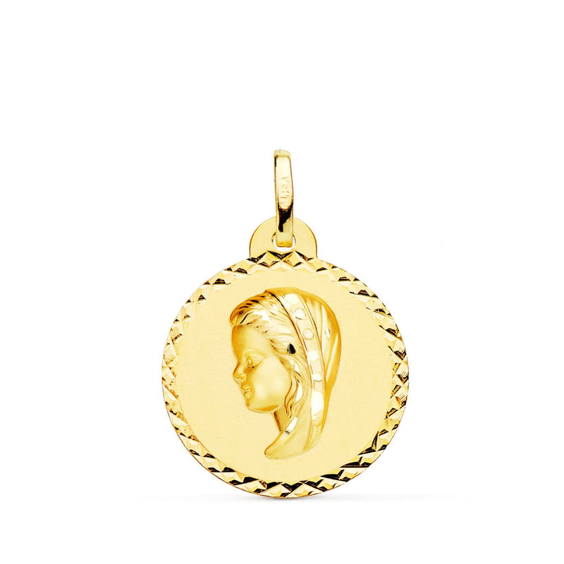 Médaille Vierge Fille Or Jaune 18 Carats Croix Taille 20 Mm