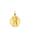 18K Yellow Gold Medal Virgin Girl Profile Nuanced and Carved 16 mm