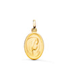 18K Yellow Gold Medal Virgin Girl Profile Nuanced and Carved 16x12 mm