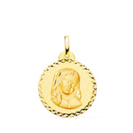 18K Medalla Virgen Maria (Madonna Del Mare Boticelli ) Talla Cruzada 20 mm