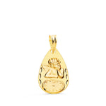 18K Drop Angelito Burlon Medal With Carved Clock 19x11 mm