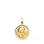 9K Yellow Gold Medal Round Burlon Angel and Dove Bezel 14 mm