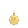 18K Yellow Gold Angel Unruly Girl Medal Carved 16 mm