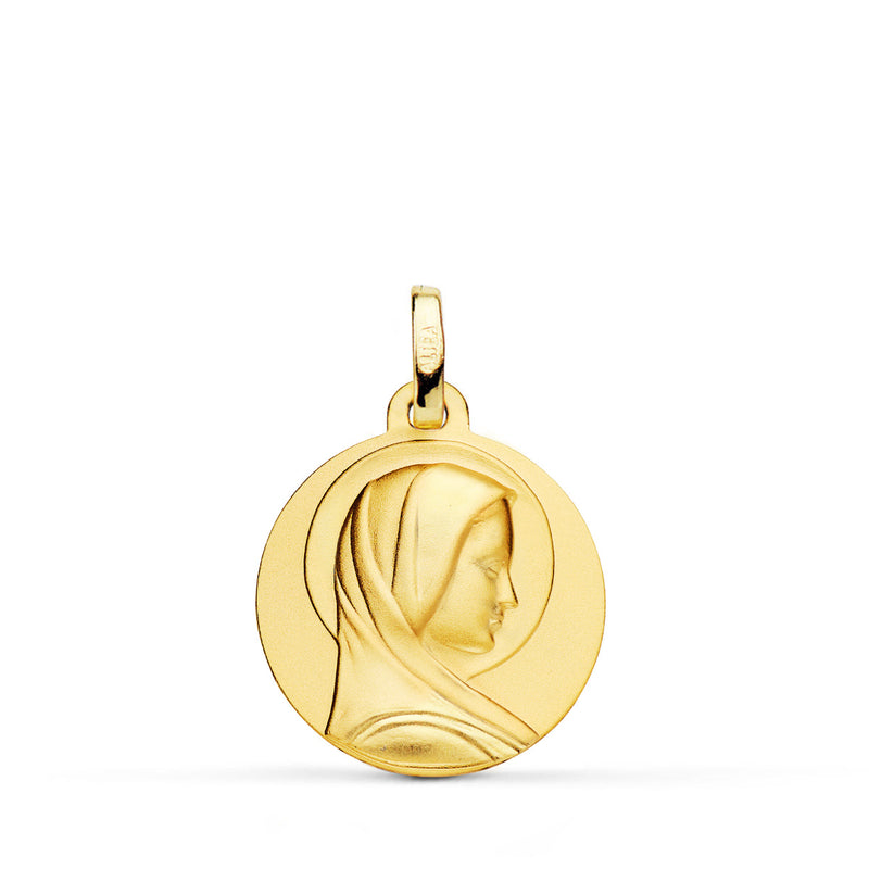 18K Medalla Oro Amarillo Virgen Francesa 14 Mm