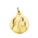 18K Virgin Mary Praying Medal Matted 18mm