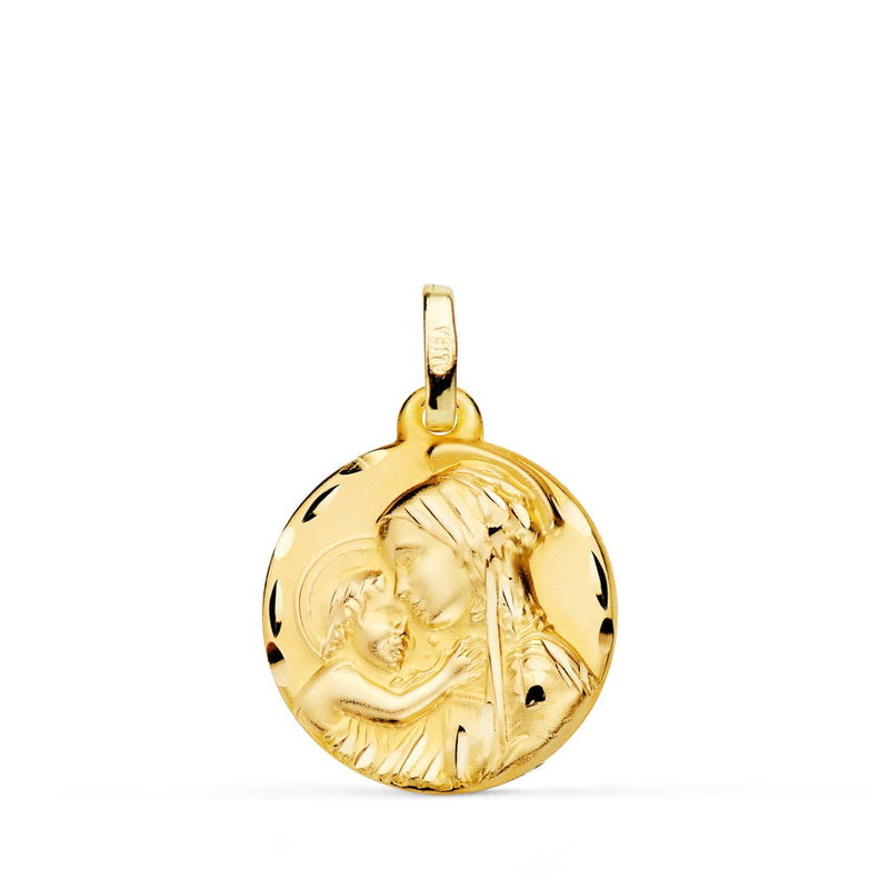 Médaille Mère 18K "Tendresse Divine" Sculptée 18 mm