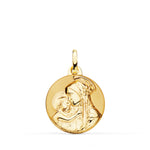 Médaille 18K Divine Mère Tendresse Brillante et Mat 18 mm