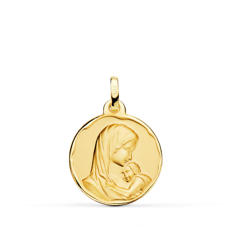 Médaille Vierge Mère 18K Amour Maternel 18 mm