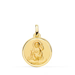 18K Medalla Oro Amarillo San Juan Bautista Matizada Bisel 18 mm